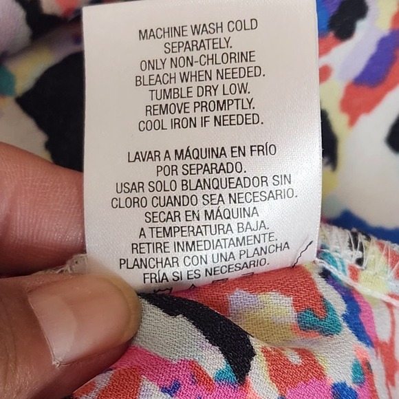 Metaphor Sheer Blouse Women L Pink Multicolor Floral Semi-Sheer Short Sleeve Top - Picture 10 of 14